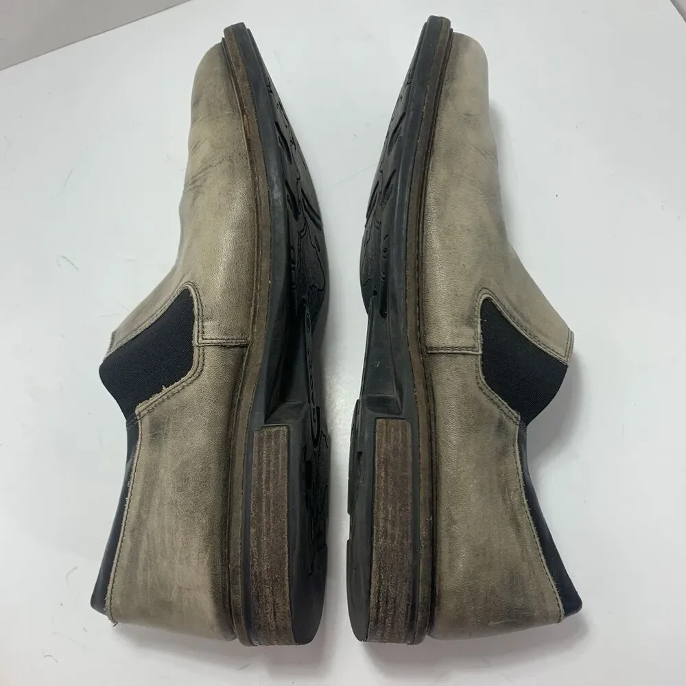 Naot Men’s Director Slip On Leather Gray Black Shoes Size 12-12.5 US